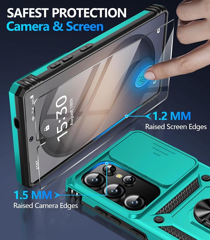 Taisairu for Samsung Galaxy S26 Ultra Case with Screen Protector & Slide Camera Lens Cover, Built-in Magnetic Ring Stand Shockproof Protective Phone Case for Samsung S26 Ultra Case (Mint Green) - Image 7