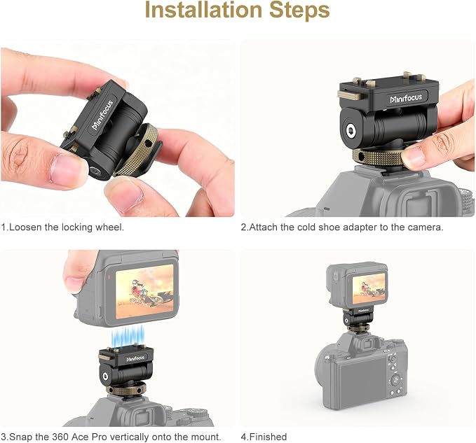 MINIFOCUS Magnetic Cold Shoe Adapter Mount, 360° Rotatable 160° Tilt Action Camera Hot Shoe Mount with 1/4" Screw Hole Compatible with Insta360 Ace Pro/Ace Pro2/X4/X4 Air/X5 - Image 7