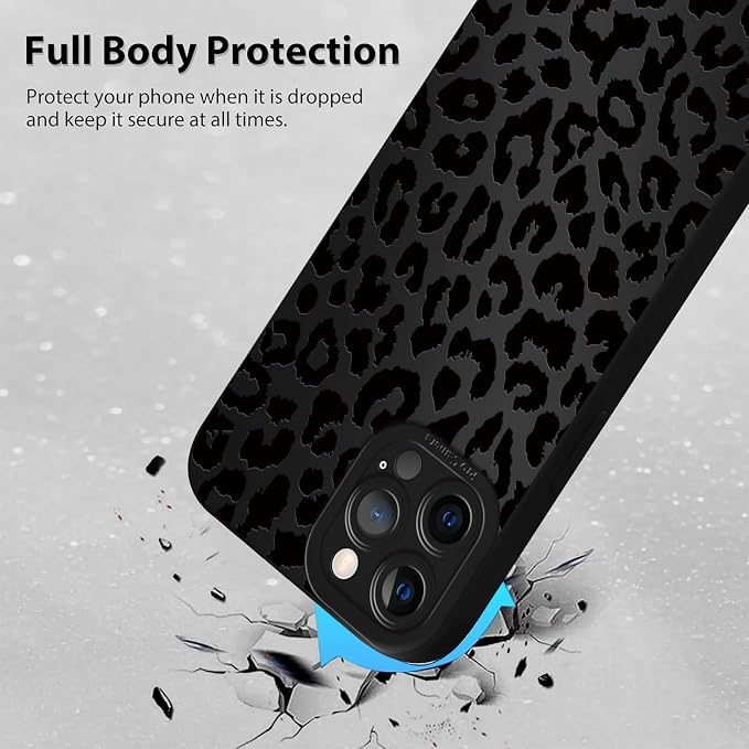 Cute Black Cheetah Print Phone Case for iPhone 12 Pro Max 6.7" | Aesthetic Leopard Pattern Design Cover Full Camera Lens Protective Shockproof Soft Slim TPU Funda for Men Women Girls - Image 3
