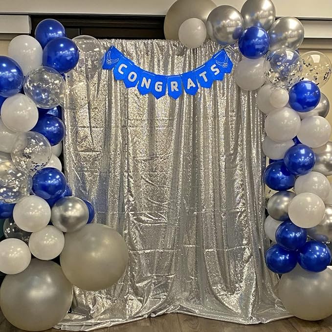 Poise3EHome 8FT x 8FT Silver Sequin Photography Backdrop Curtain for Party Decoration, Silver - Image 6