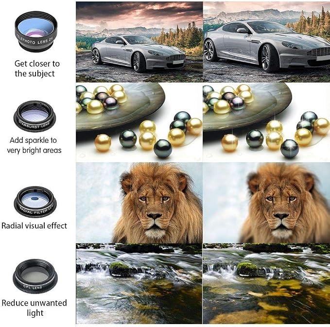 Phone Camera Lens Kit (13 Pieces) for iPhone 11 Xs 10 8 7 6 Plus SE Samsung and Most Andriod Phone- Wide Angle Lens & Macro Lens+Fisheye Lens and More - Image 6