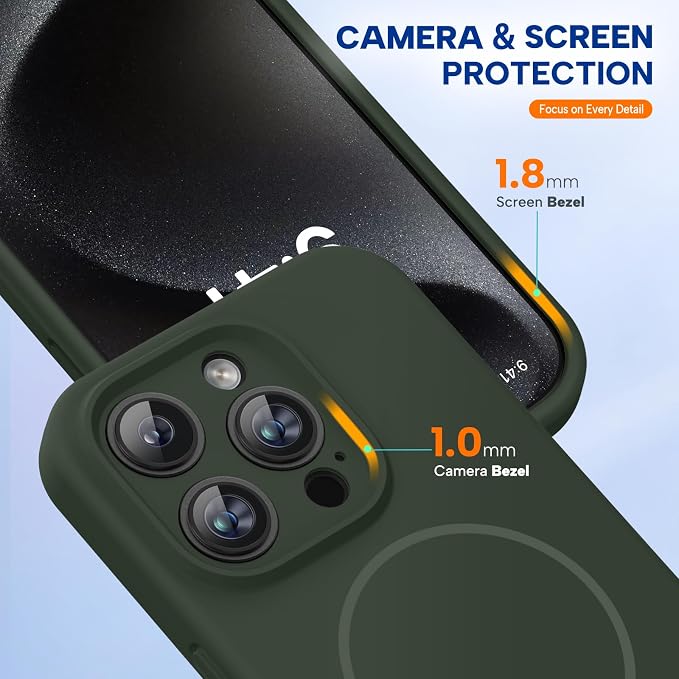 miracase Magnetic for iPhone 15 Pro Max Case, [Soft Anti-Scratch Microfiber Lining], Compatible with MagSafe, Liquid Silicone Case Shockproof Drop Protection Phone Case for 15 ProMax, Dark Green - Image 8