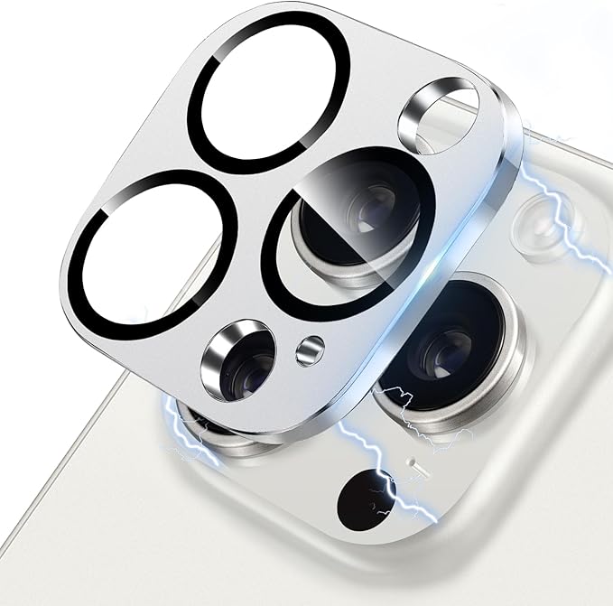 Camera Lens Protector for iPhone 14 Pro/iPhone 14 Pro Max Metal Camera Cover Film, 9H Tempered Glass, Anti-Scratch, Case Friendly - Silver by Hsefo