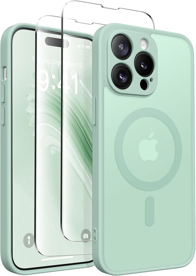 CAPRARO for iPhone 14 Pro Case, Compatible with MagSafe Mint Green | Upgraded [Full Camera Protection] Shockproof Protective Slim Translucent Matte Magnetic Phone Case 6.1'', Mint Green by CAPRARO