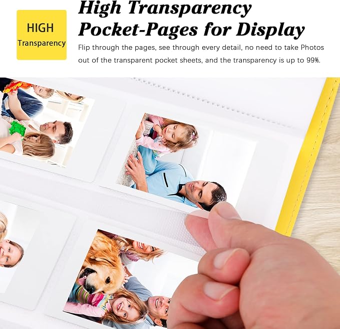 256-pocket Instant Photo Album for Fujifilm Instax mini Photo Yellow | Album Book for PoIaroid Instant Camera, for Wedding Anniversary Birthday Travel Memories, Keep Your Unique Memories Safe - Image 3