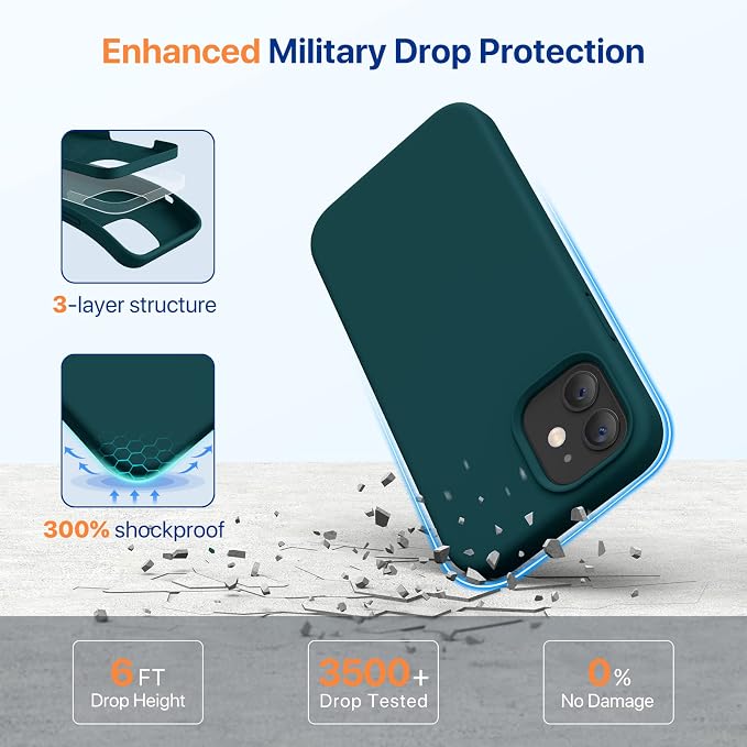 Miracase Silicone for iPhone 12 Case and iPhone 12 Pro Case, Teal | Liquid Silicone Gel Rubber Shockproof Drop Protection Phone Case for iPhone 12/12 Pro 6.1 inch - Image 4