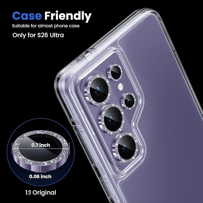 WSKEN for Samsung Galaxy S26 Ultra Camera Lens Protector - Ultra Thin | Case Friendly, 9H Shatterproof Tempered Glass, Anti Scratch Metal Circle, Camera Screen Protector Cover Accessories - Image 5