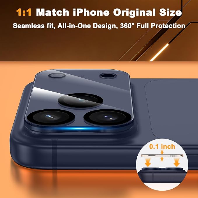 YWXTW 4 Pack Camera Lens Protector Compatible with iPhone 17 Pro (6.3 Inch), Full Coverage Tempered Glass Camera Lens Cover, [Night Shooting Mode] 0 Bubbles Case Friendly, High Definition - Image 2