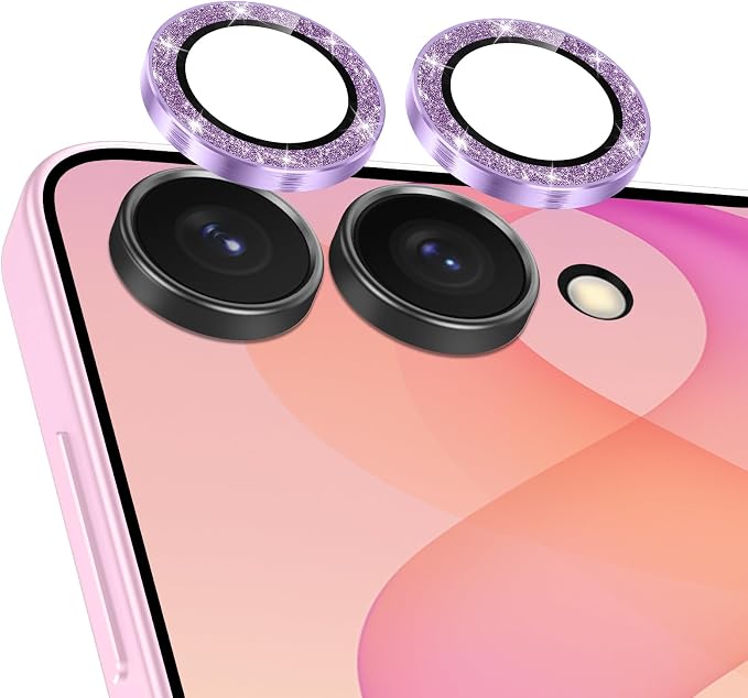 Meshine for Samsung Galaxy Z Flip 8 Camera Lens Protector,Scratch Proof,Strong Adsorption,9H Hardness with Metal Ring Camera Cover,Ultra Thin Case Friendly,Accessories Lens Protector,Glitter Purple by Meshine