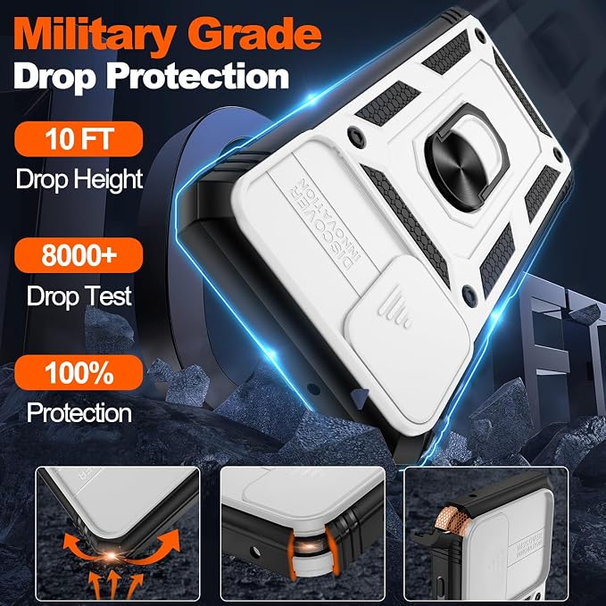 Gritup for Galaxy A03S Phone Case Military-Grade Shockproof with Kickstand | with 2 PCS Screen Protector, Slide Camera Cover, Heavy Duty Outdoor Protection Funda para Galaxy A03s Cover-White+Black - Image 2