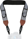 USA Gear TrueSHOT Camera Strap Neoprene Camera Straps - Padded Neck Strap, Pockets, and Release Buckles - Compatible with Canon, Nikon, Sony and More DSLR and Mirrorless Cameras (Grey Woven Pattern) by USAGEAR