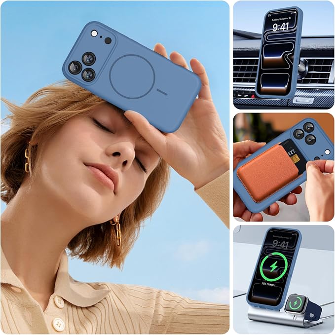 Miracase Silicone & Magnetic for iPhone 17 Pro Max Case, Glass Blue | Compatible with MagSafe, Camera Control Cover, Premium Silicone Cover Shockproof Drop Protection Phone Case for 17 Pro Max - Image 7