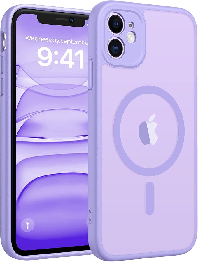 FNTCASE for iPhone 11 Phone Case, Fit for Magsafe, Full Camera Protection | Translucent Matte Back, Strong Magnetic Charging,14FT Military Grade Drop-proof, Anti Slip, Light Purple by FNTCASE