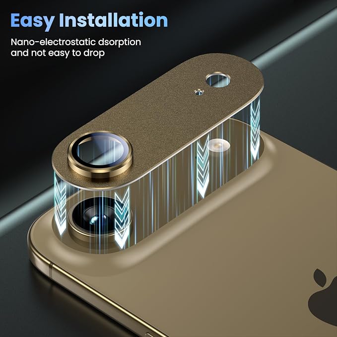 Uyiton for iPhone Air Camera Lens Protector, Metal Frame Glass Cover | Not Easy to Break, Strong Adsorption, Case-Friendly, Metal 9H Sapphire Glass Rear Camera Screen Cover, Brown - Image 7