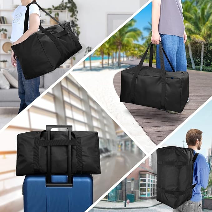 COOLBEBE 2 Pack 24" Sports Duffle Bag - 53L Travel Duffel Tote Bag, Black | Upgrade Zipper Weekender Overnight, Sturdy & Water Resistant Camping duffle for Sports Gear Hauling - Image 7