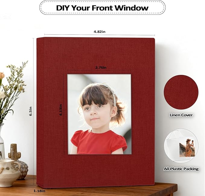 Popotop 2 Pack Photo Album 4x6 Pictures, Small Linen Slip-in Photo Albums Book for 80 Photos with 40 Pockets, Birthday Gifts for Women Mom Family Baby - Image 4