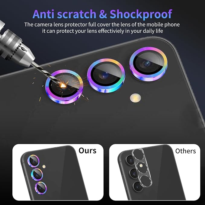 Camera Lens Protector for Samsung Galaxy S23 FE,1 Pack | Tempered Metal Glass Camera Cover, HD Clear Anti-Scratch Lens Screen Protector Film,Case Friendly,Colorful Titanium - Image 4