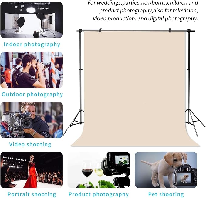 Beige Photo Backdrop for Photoshoot Solid Color Background 10x20 ft | Cream Photography Photobooth Curtain for Headshot, Homestudio, Portrait, Video, Meeting, Easy to Install, Washable Fabric - Image 4