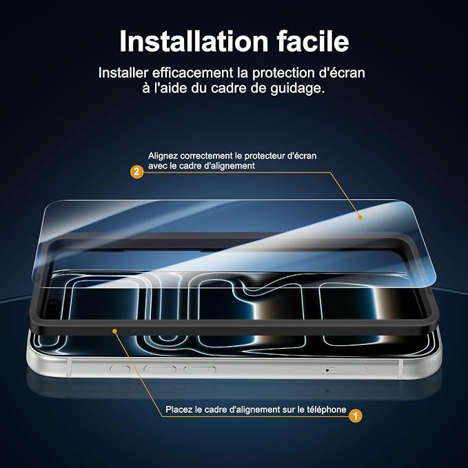 NEW'C 3x Screen Protector for iPhone 17 Pro (6.3 inches)+ 3x Camera Lens Protector, Sensor Protection, Case Friendly Tempered Glass Film, Ultra Resistant, Easy installation tool include - Image 3