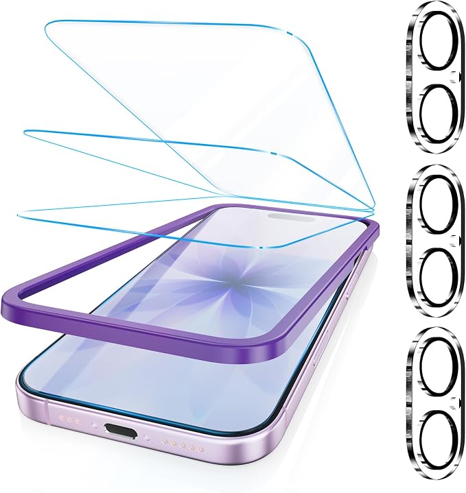 Fotbor [3+3 Pack for iPhone 17 Screen Protector, Anti-Blue Light, [Eye Protection] 9H+ Tempered Glass with Camera Lens Protector by Fotbor