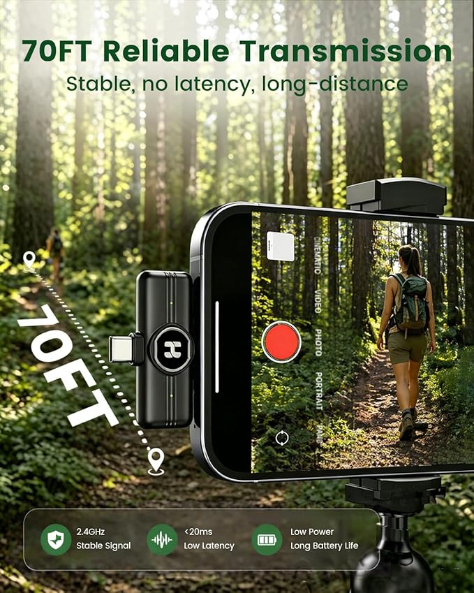 Wireless Lavalier Microphone, Mini Clip-On Mic with Noise Reduction | For iPhone, Android & iPad | USB-C & Lightning Compatible | Plug & Play for Video Recording, TikTok & YouTube - Image 4