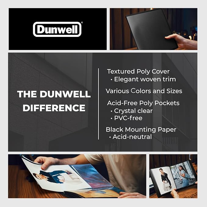Dunwell 8x10 Photo Album & Art Portfolio Book, 24 Sleeves, Black | Displays 48 Pages, 24 Clear Sleeves, Black Mounting Paper, Organizer for 8x10 Photos - Image 8