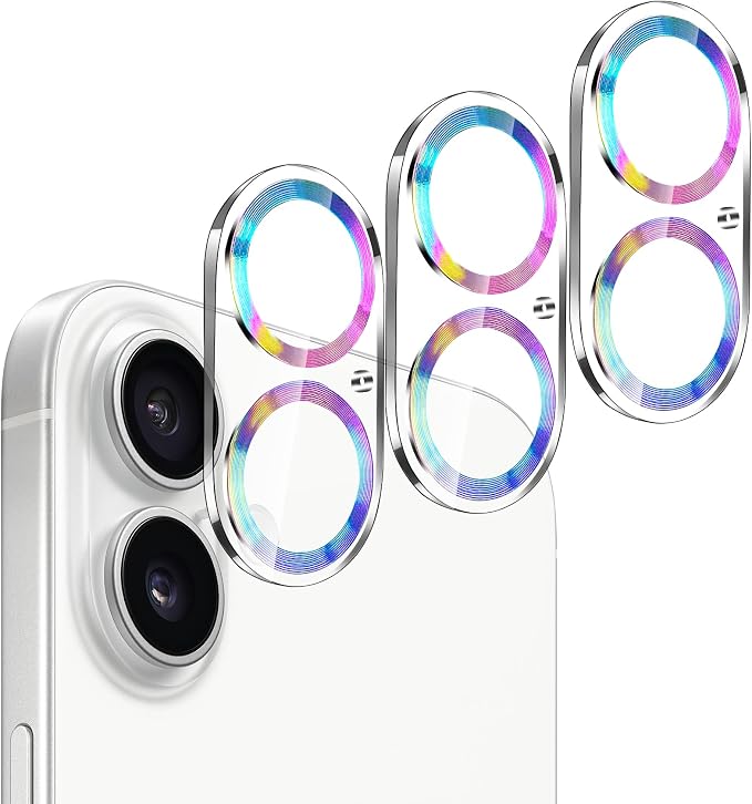 Dengduoduo Camera Lens Protector for iPhone 16 and 16 Plus 3 Pack, Tempered Glass, Ultra HD, 9H Hardness, Anti-Scratch, Case Friendly, Easy to Install [No Affect on Night Shots] by Dengduoduo