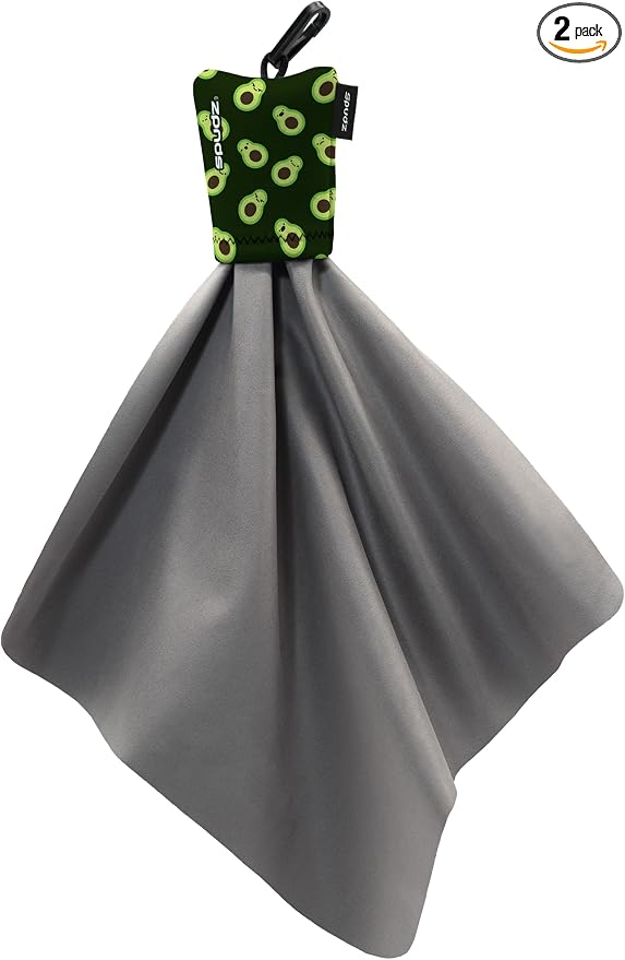 SPUDZ Classic Microfiber Lens Cleaner – Clip-On Pouch, Washable – for Binoculars, Scopes, Glasses, Screens | Classic | Avocado, 10 x 10 Inch (2-Pack) by SPUDZ
