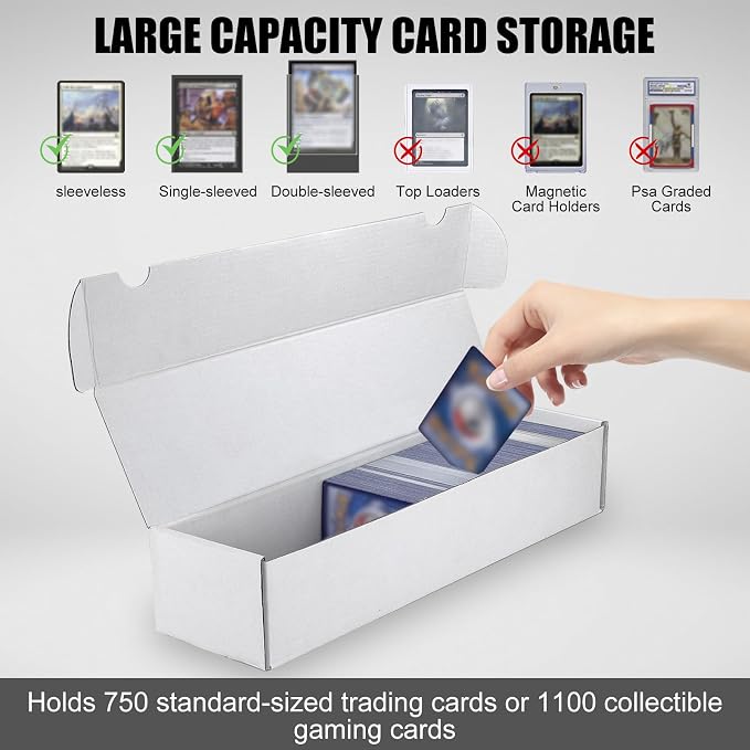 Trading Card Storage Box, 3-Pack 1100 Count White Corrugated Cardboard Box | Bulk Sports Storage Box for TCG/Magic/Mtg Basketball Card, Collectible Trading Cards - Image 3