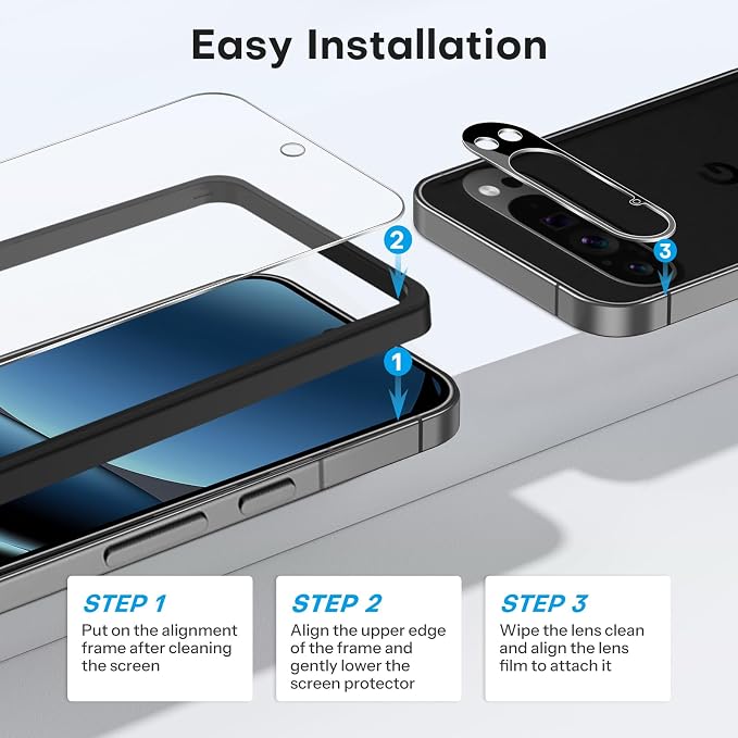 OMOTON 3+2 Pack for Google Pixel 10 Pro XL Screen Protector 6.8 Inch 2025 | 3 Tempered Glass Film and 2 Camera Lens Protector, Bubble-free, Easy Installation, Case Friendly, Not for Pixel 10 Pro/ 10 - Image 5