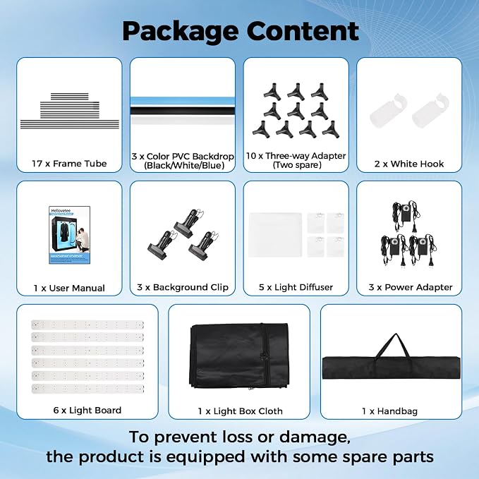 Photo Light Box, Portable 47"x20"x55" Photo Studio Light Box, Shooting Tent Kit with 576 Light Beads and 3 Color Backdrops. Large Lightbox with 6 Stepless Dimming Light Boards for Photography - Image 7