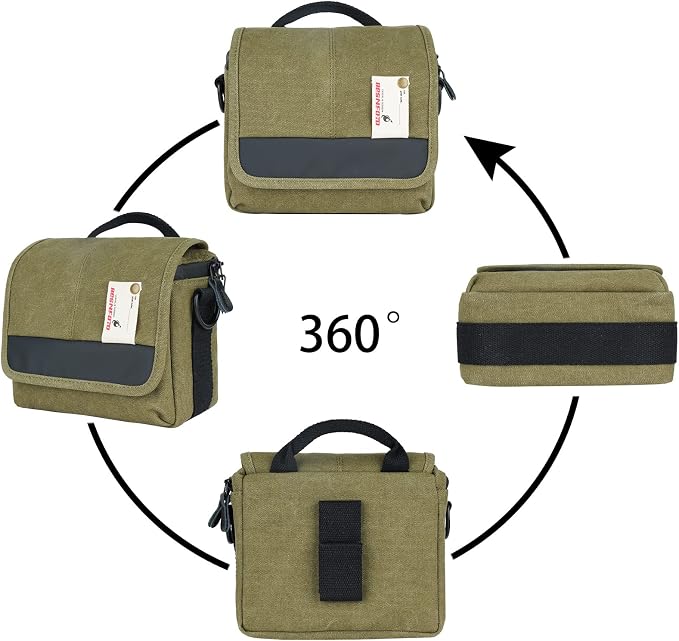 Camera Bag Small Crossbody Camera Shoulder Purse Compact Case | Retro Vintage Cavas Waterproof Sling Shockproof Photography Pouch Insert with Shoulder Strap for DSLR Mirrorless Women Men - Image 5