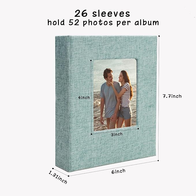 Small Photo Album 5x7, Pack of 2 Linen Picture Book, Each Mini 26-Page Album Holds 52 Photos, Art Presentation Folder for Postcards & Picture Storage - Image 5