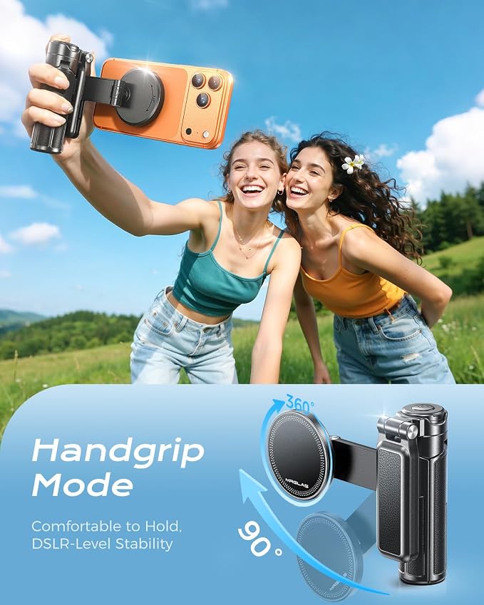 【Max 17"】 MRGLAS Magnetic Mini Tripod Selfie Stick for iPhone【4.5" Pocket】 | 【17" Max Extendable】4.5" Pocket Stand with Wireless Remote, Detachable Clamp, 360° Rotatable for MagSafe, 4-in-1 Mini Tripod - Image 6