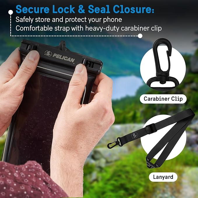 Pelican Marine Waterproof Phone Pouch (XL) - Stealth Black | Touchscreen IP68 Floating Waterproof Phone Case w/Detachable Lanyard - Fits All Phones - Beach Cruise Ship Travel Essentials - Image 5