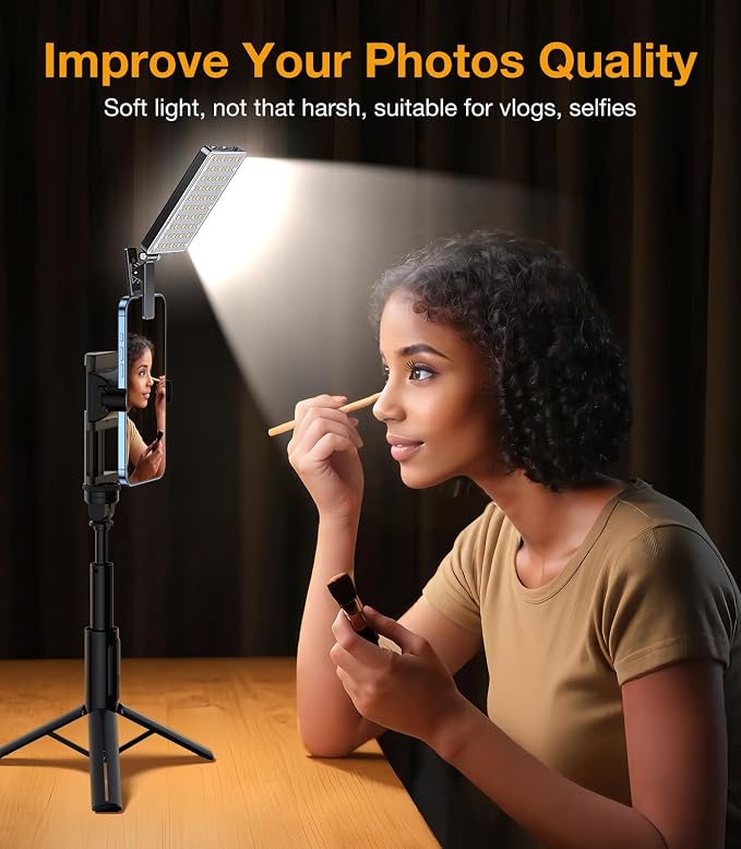 Coolpow Portable Selfie Light【84 LED】Rechargeable Phone Fill Lights with Clip【3 Light Modes】Portable Led Clip on Light for iPhone/Tablet/Laptop CRI97+ Perfect for Selfies Makeup TikTok Video Recording - Image 8