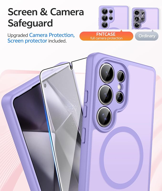FNTCASE for Samsung Galaxy S24 Ultra Case, Compatible with Magsafe | Screen Protector, Full Camera Protection, Translucent Matte, 14FT Military Grade Drop Proof, Protective Phone Cover - Image 4