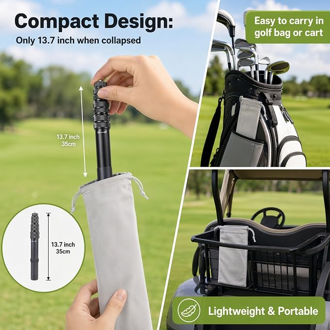 Ground Golf Monopod Phone Stand with Stainless Steel Spike | 46" Metal Extendable Pole, Phone Holder with Power Bank Straps, Golf Swing Video Recording for MagSafe & Smartphones - Image 6