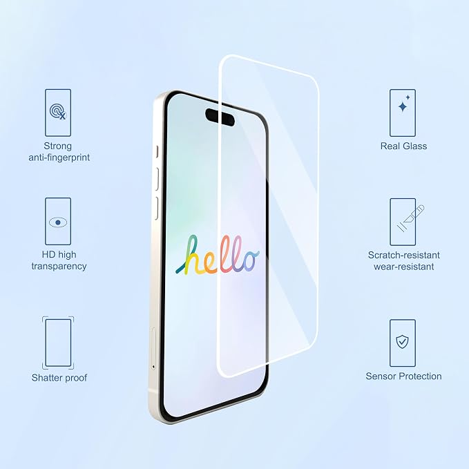 Ailun Screen Protector + Camera Lens Protector for iPhone 17 Pro, 3+3 Pack | 6.3 inch, Installation Frame, Sensor Protection, Dynamic Island Compatible, Tempered Glass, Case Friendly - Image 2