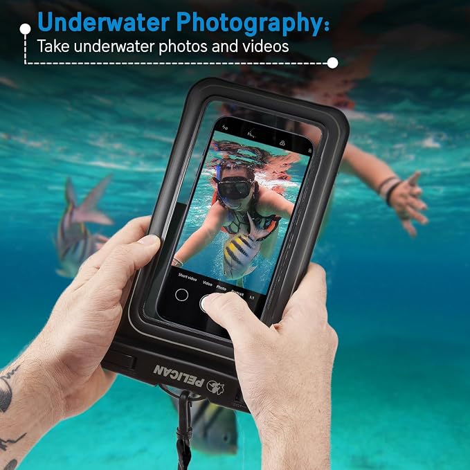 Pelican Marine Waterproof Phone Pouch (XL) - Stealth Black | Touchscreen IP68 Floating Waterproof Phone Case w/Detachable Lanyard - Fits All Phones - Beach Cruise Ship Travel Essentials - Image 4