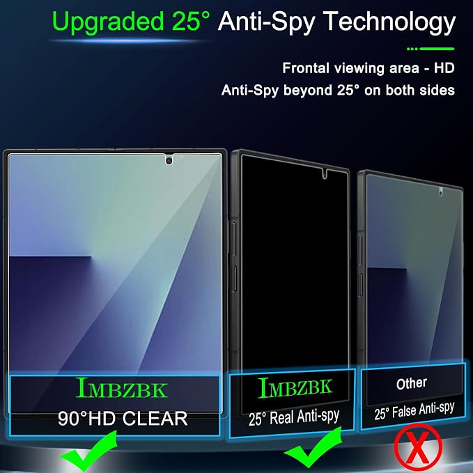 IMBZBK Privacy Screen Protector for Samsung Galaxy Z Fold 8 Ultra/Z Fold 7 | 2+2+2 Pack, 9H+ Hardness, Military Grade Shatterproof, Case Friendly, Bubble Free Auto-Dust Removal - Image 2