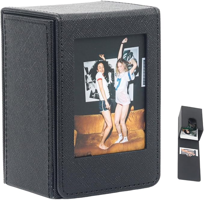 Orga'Neat Picture Holder Storage Case for Fujifilm Instax Mini Film 12/11/90/40/9/8/7/7+/EVO, PU Leather Photo Holder with Pocket Outside, up to 50 Photos (Black) by OrgaNeat