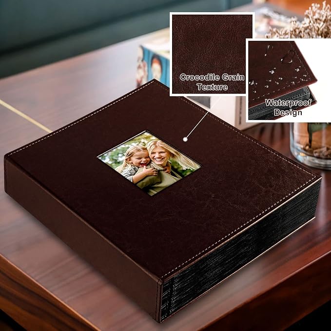 Ywlake Photo Album 4x6 400 Pockets, Leather Photo Albums Holds 400 Vertical Pictures Only Brown - Image 2