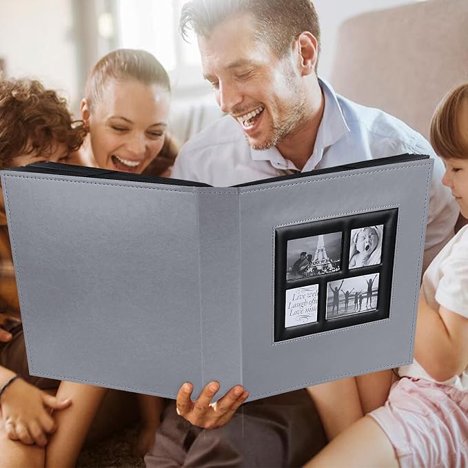 Ywlake Photo Album 4x6 500 Pockets, Large Capacity Family Wedding Leather Picture Albums Holds 500 Horizontal and Vertical Photos Grey - Image 7