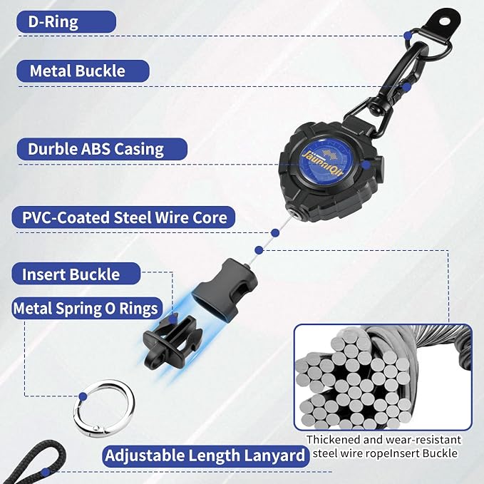 CB Mic Holder, Retractable CB Radio Microphone Hanger with 28" Stainless Steel Cord, Heavy-Duty Mic Tether with Adjustable Mount Kit & D-Ring with Screw, Perfect for Truck Drivers, Type-A - Image 3