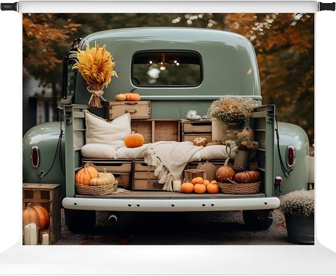 Kate Fall Backdrop Thanksgiving Photo Backdrop Truck Pumpkins Backdrop for Photography,10x8 - Image 2