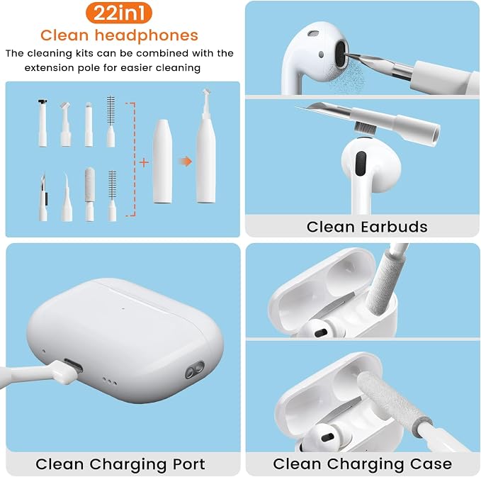Keyboard Cleaning Kit, pc Cleaning kit with Keyboard Cleaner | Laptop Cleaner Kit, computer cleaning kit, 22-in-1 Computer Screen Cleaning keyboard Brush for Keyboard, MacBook, LaptopV - Image 6