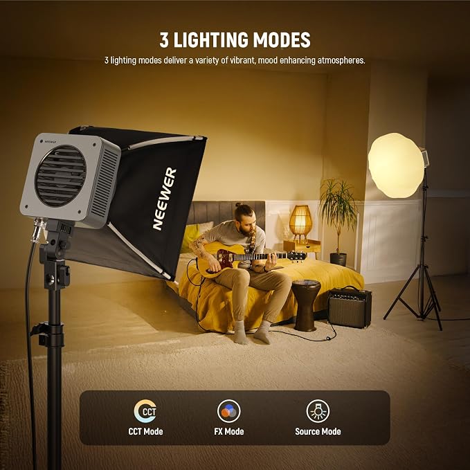 NEEWER HS200B Portable LED Video Light APP/2.4G/DMX Control, 280W 84400lx/1m Bi Color 2700-6500K CRI95+ COB Continuous Output Key Lighting Bowens Spotlight for Recording Streaming Studio Photography - Image 3