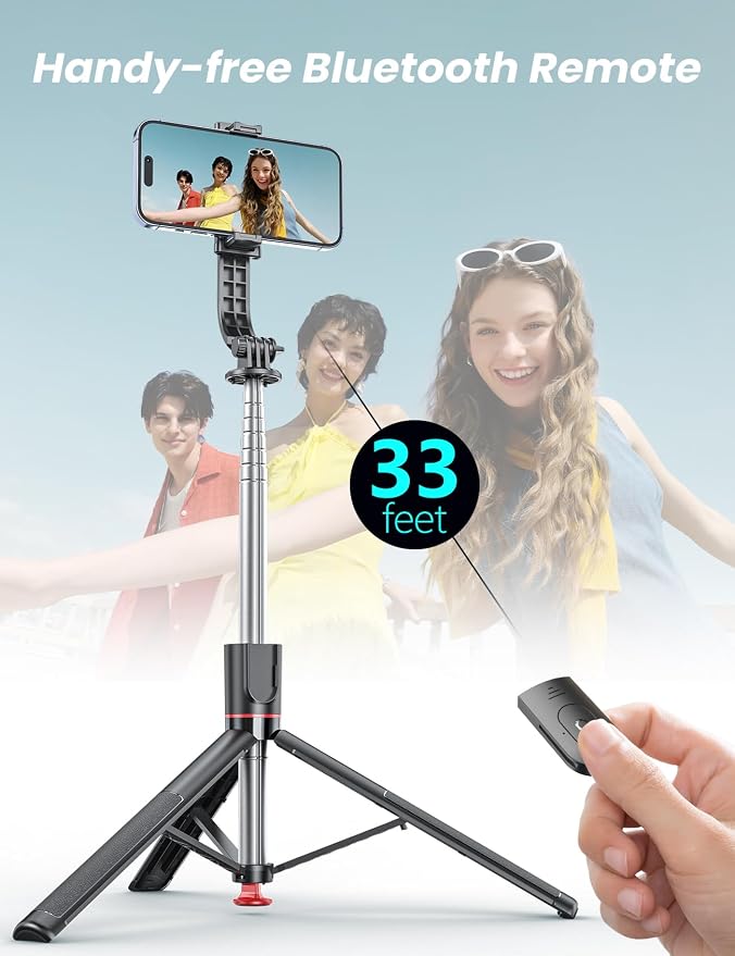 Selfie Stick Tripod with Light, 67'' Tripod with Wireless Remote, Portable Phone Tripod Compatible with iPhone 16/15 Pro Max/15/14 Pro/14/13, Samsung S22/ S23 Ultra/Android Smartphone - Image 5