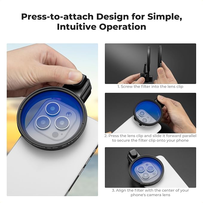 K&F CONCEPT 67mm Press-on Phone Lens Filter Adapter, | Compatible with iPhone 17/16/15/14/13/12, 16/15/14/13/12 Pro, 16/15/14/13/12 Pro Max, FP102 - Image 4